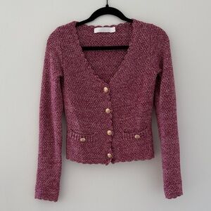 Rachel Parcell Maroon Button-Up Cardigan